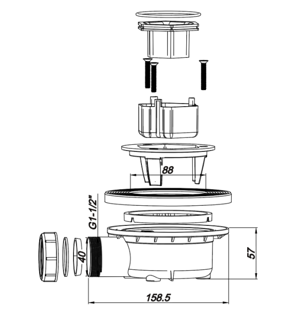 Drainer-black-02-detail01 Big Plastic shower drainer deodorizing drainer